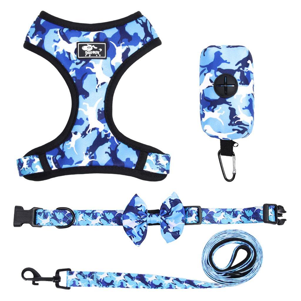 Dog Harness Set Breathable Bow-Knot Harnesses Vest for Training Running XL Blue