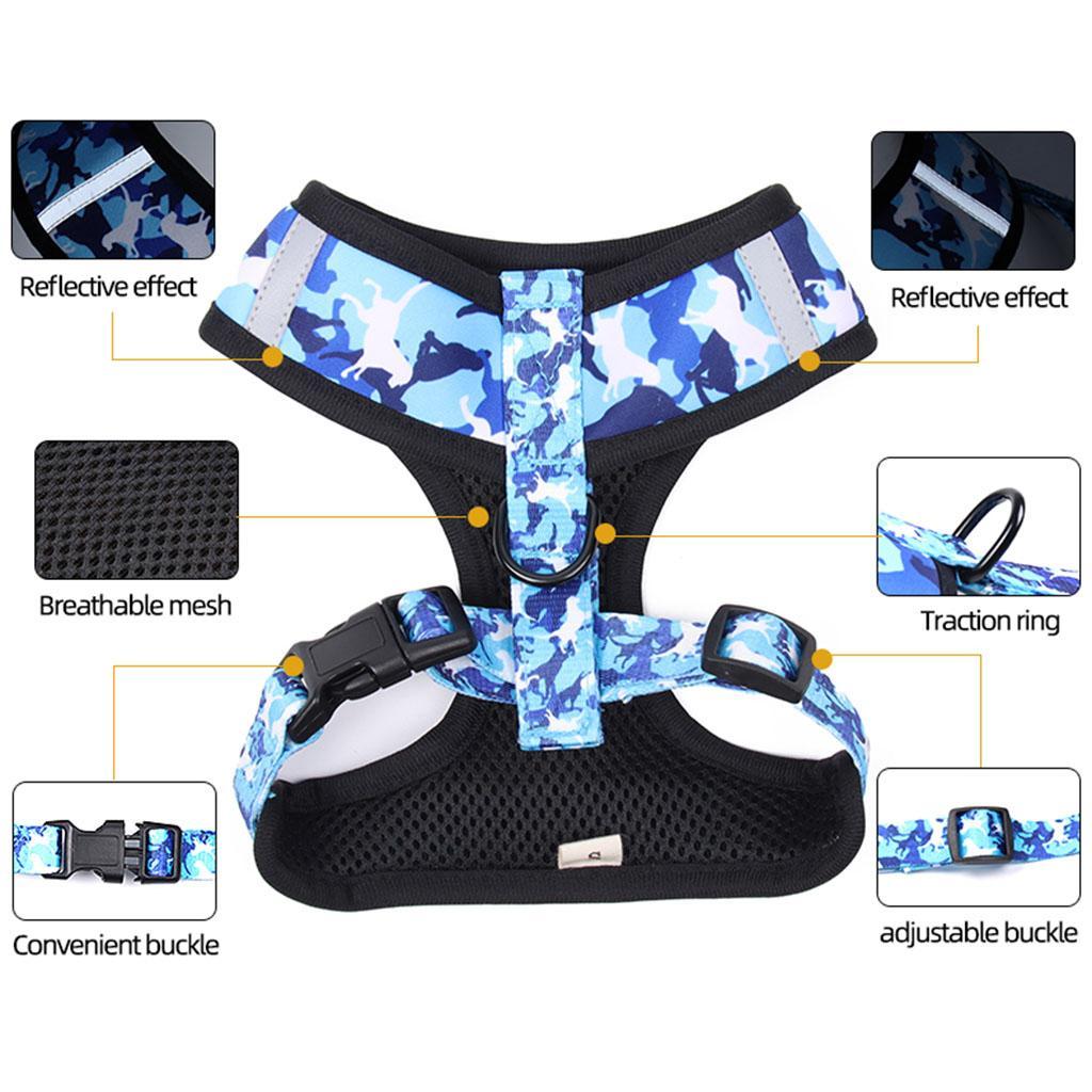 Dog Harness Set Breathable Bow-Knot Harnesses Vest for Training Running XL Blue