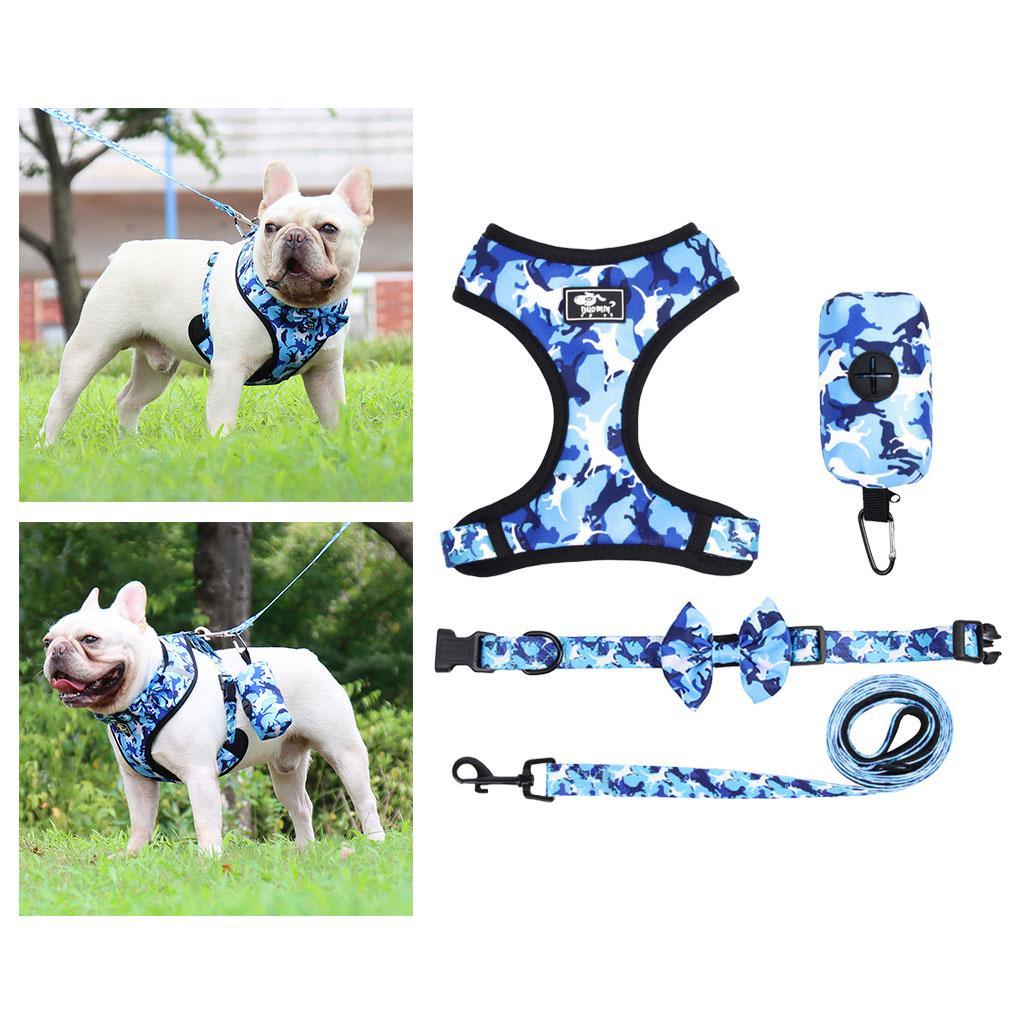 Dog Harness Set Breathable Bow-Knot Harnesses Vest for Training Running XL Blue