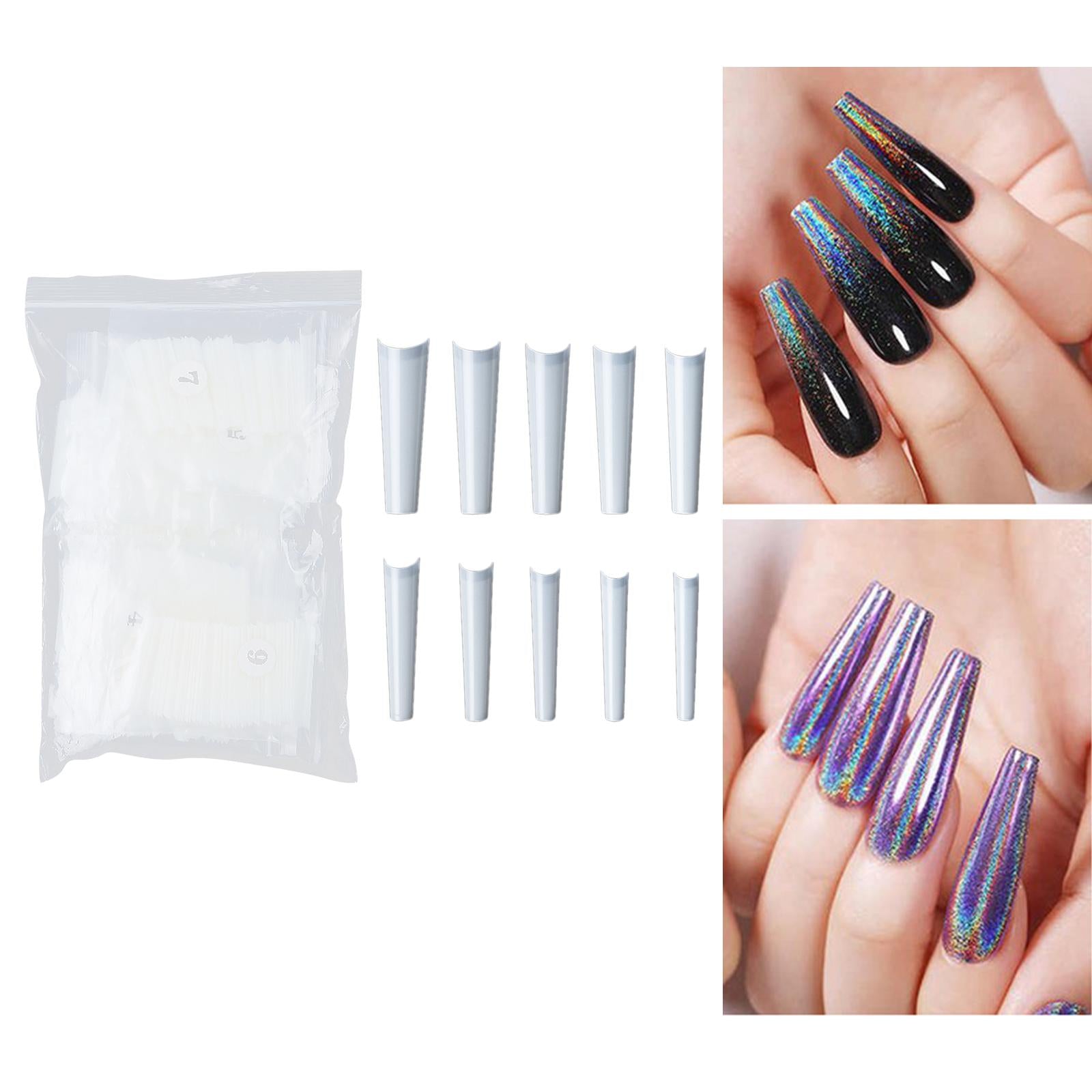 500 Pcs Coffin Nail Tips Half Cover False Nails DIY Nail Art Natural Color