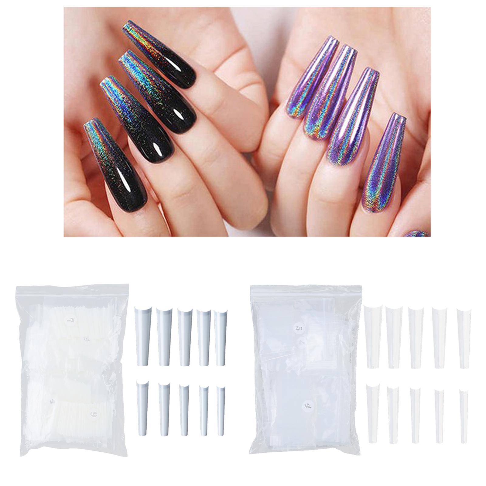 500 Pcs Coffin Nail Tips Half Cover False Nails DIY Nail Art Natural Color