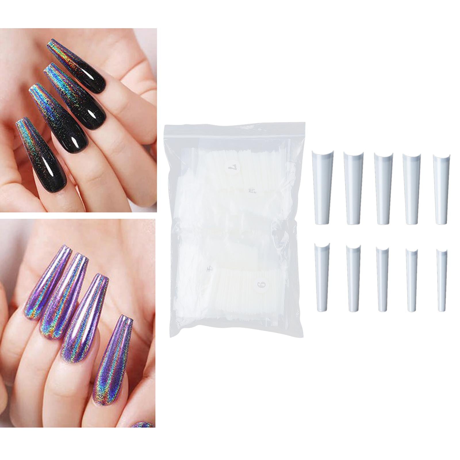 500 Pcs Coffin Nail Tips Half Cover False Nails DIY Nail Art Natural Color