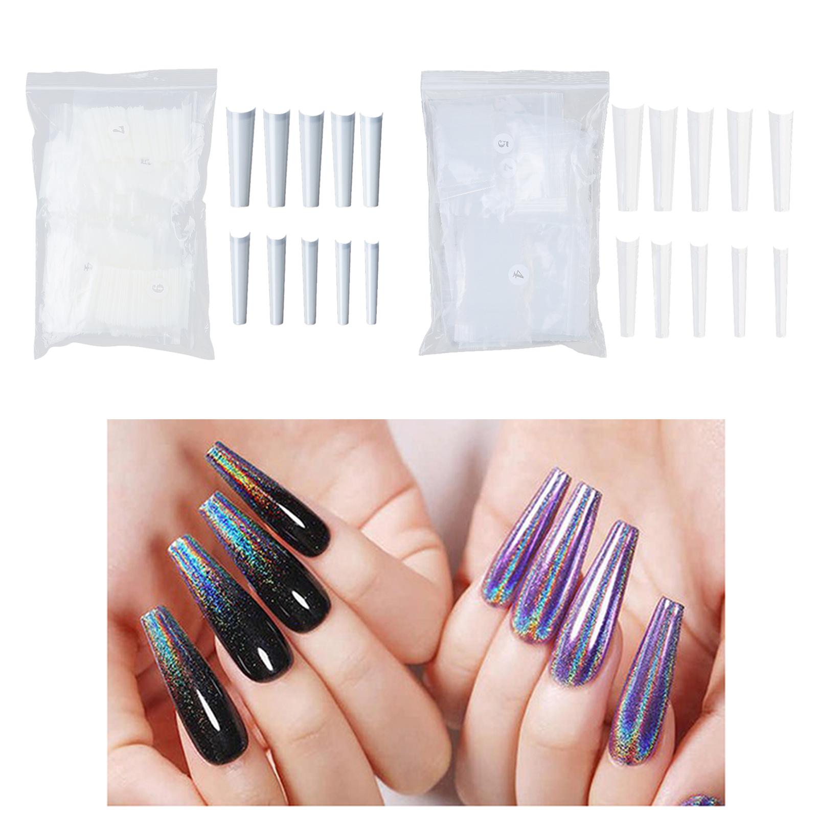 500 Pcs Coffin Nail Tips Half Cover False Nails DIY Nail Art Natural Color