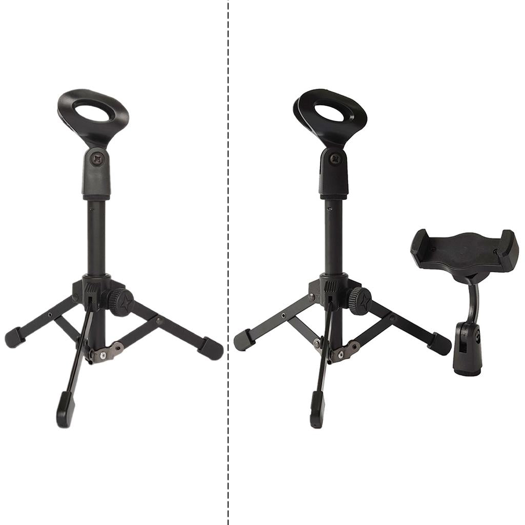 Mic Stand Desktop Tripod with Mic Clip Universal Portable for Lectures Live without phone stand