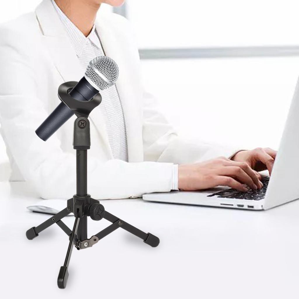 Mic Stand Desktop Tripod with Mic Clip Universal Portable for Lectures Live without phone stand