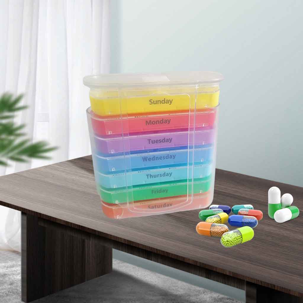 Weekly Pill Organizer 7 Day Case Daily Large Capacity to Hold Vitamins Pills