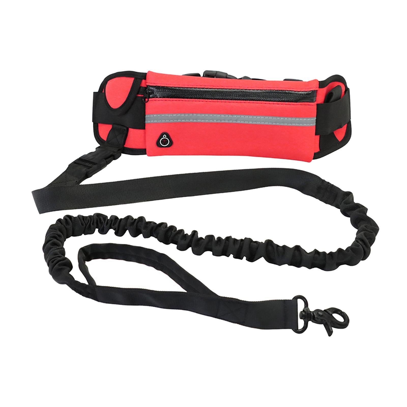 Strong Reflective Dog Leash Comfortable Pet Outdoor With Portable Waist Bag Red