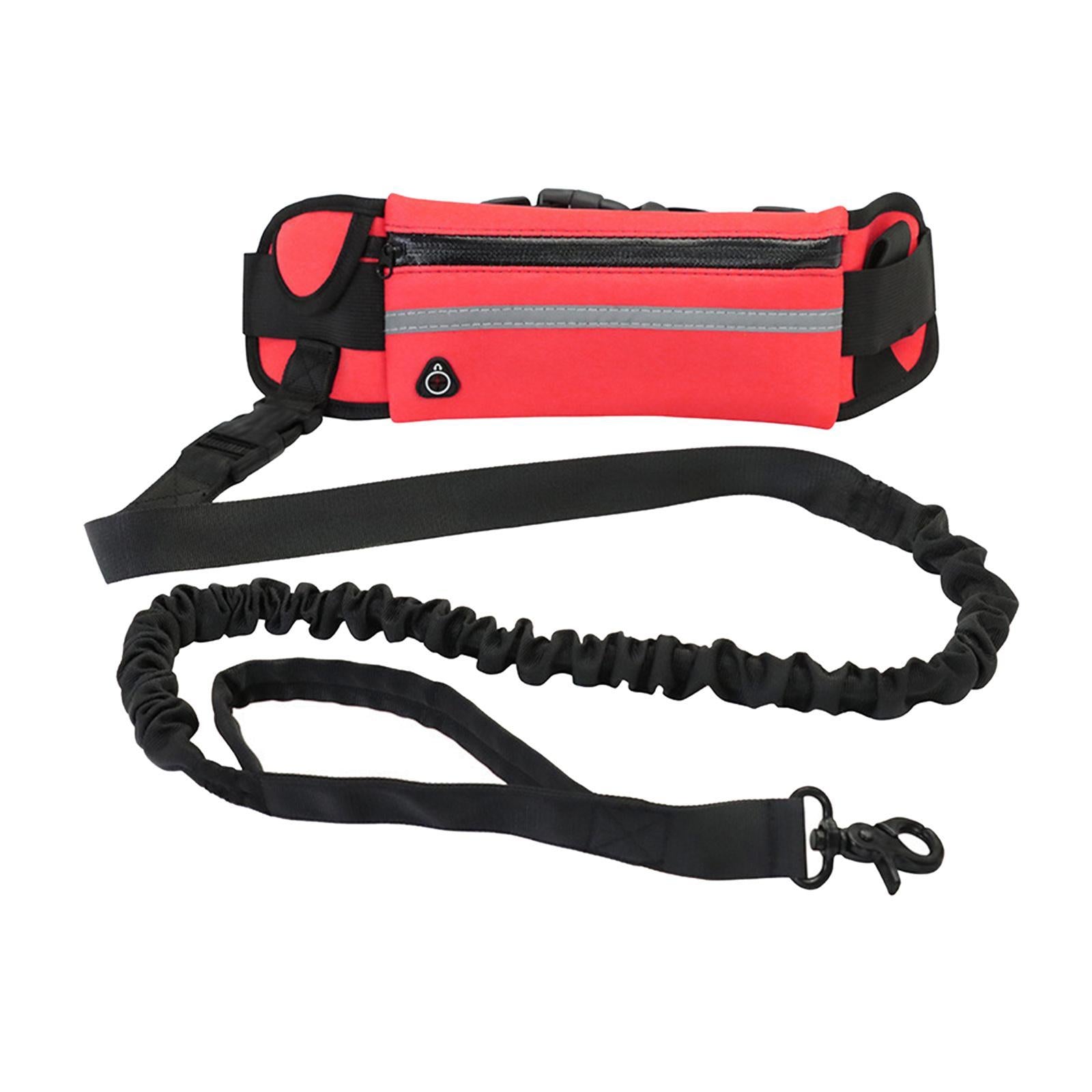 Strong Reflective Dog Leash Comfortable Pet Outdoor With Portable Waist Bag Red