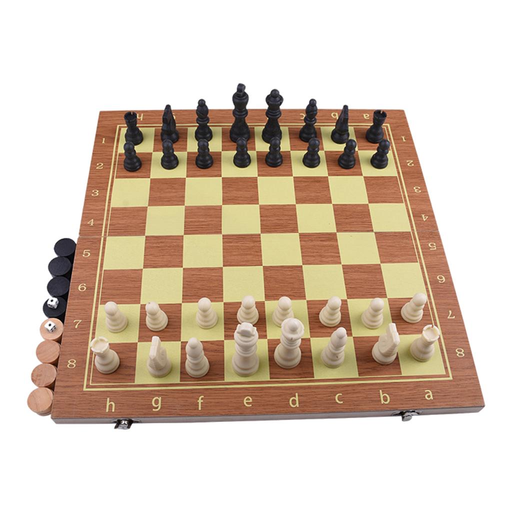 Portable 15x15" Folding Wooden Chess Set Chessboard Board Game Lightweight