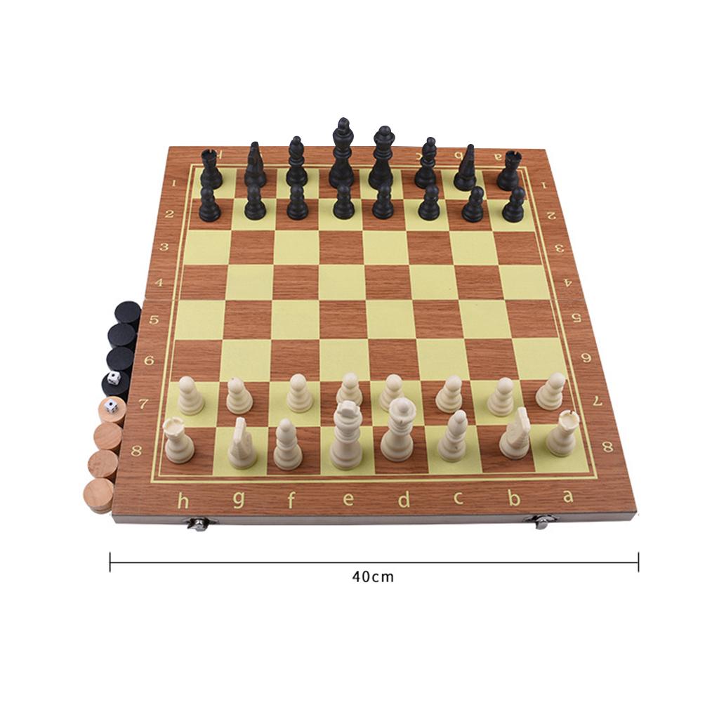 Portable 15x15" Folding Wooden Chess Set Chessboard Board Game Lightweight