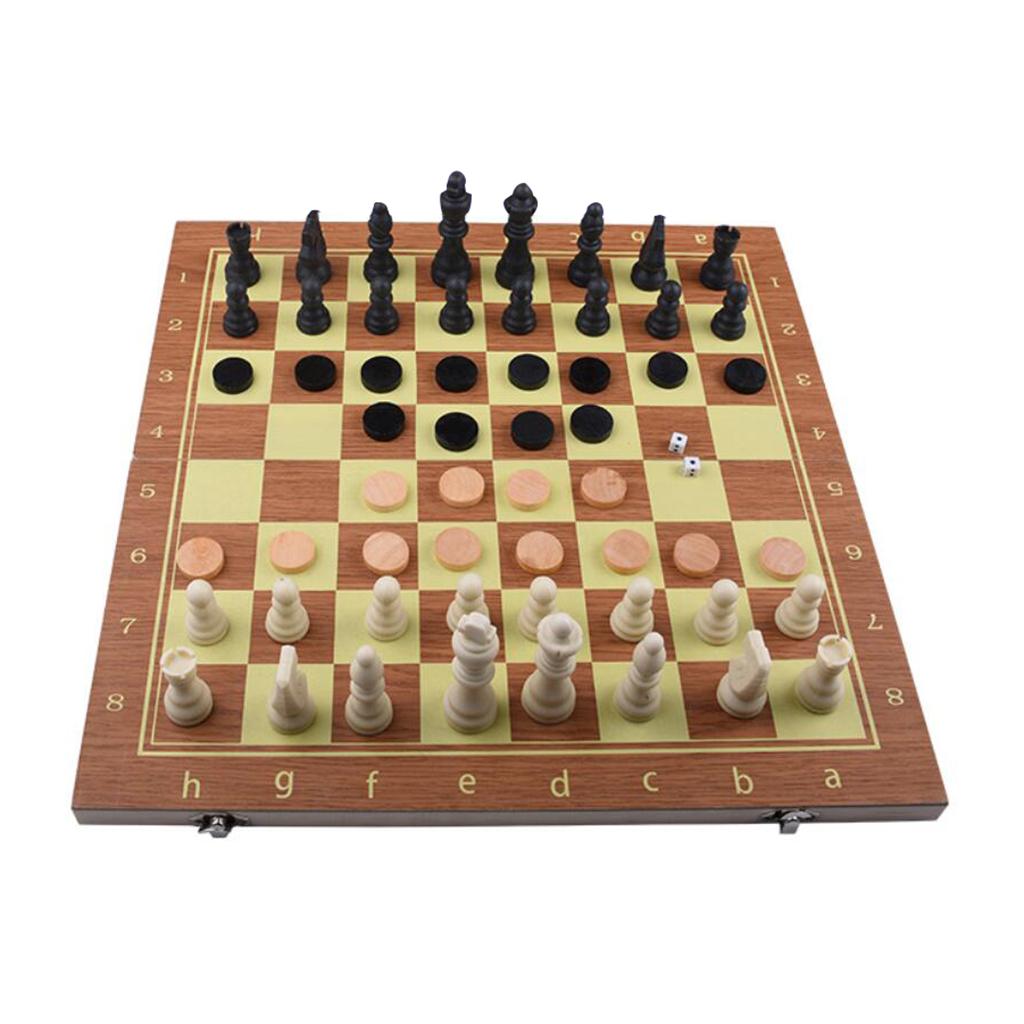 Portable 15x15" Folding Wooden Chess Set Chessboard Board Game Lightweight