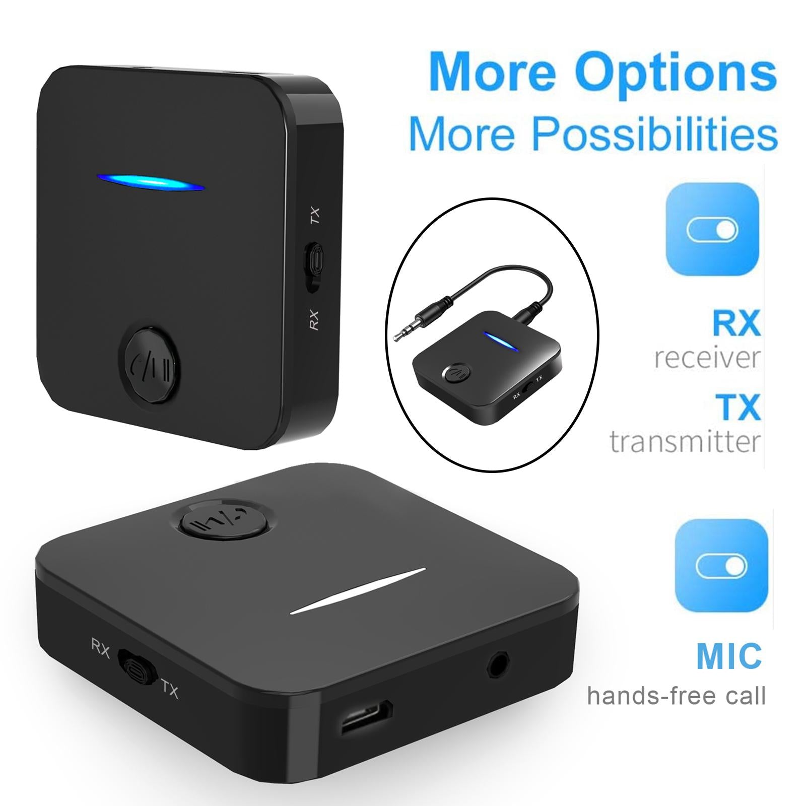 2 In 1 Bluetooth 5.0 Audio Transmitter Receiver Adapter 3.5mm Aux for TV PC