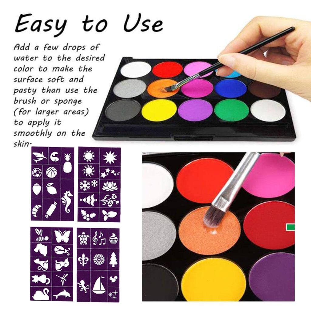 Face & Body Painting Pressed Powder Palettes Set 15 Colours Make Up Kit