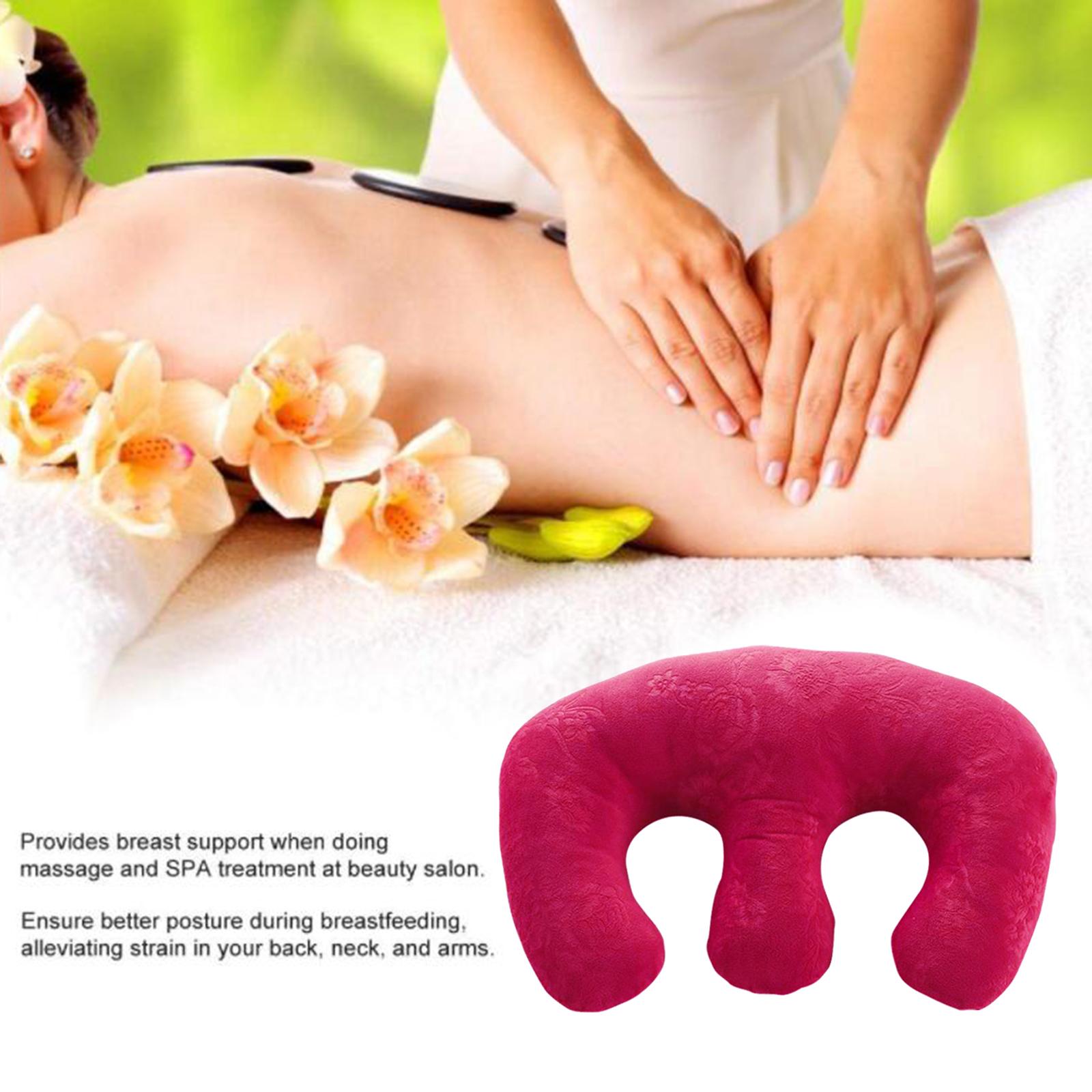 Detachable Chest Pillow Breast Pillow for SPA Beauty Salon Home  Rose Red