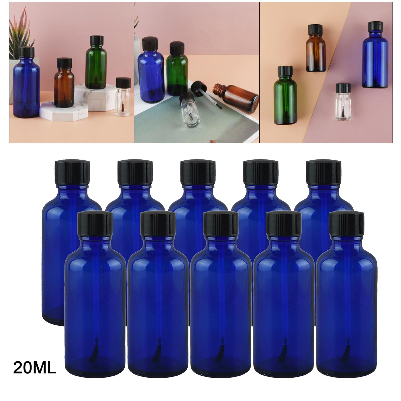 Nail Polish Bottles 10ml Leakproof Storage Liquid with Brush Caps Blue 20ml