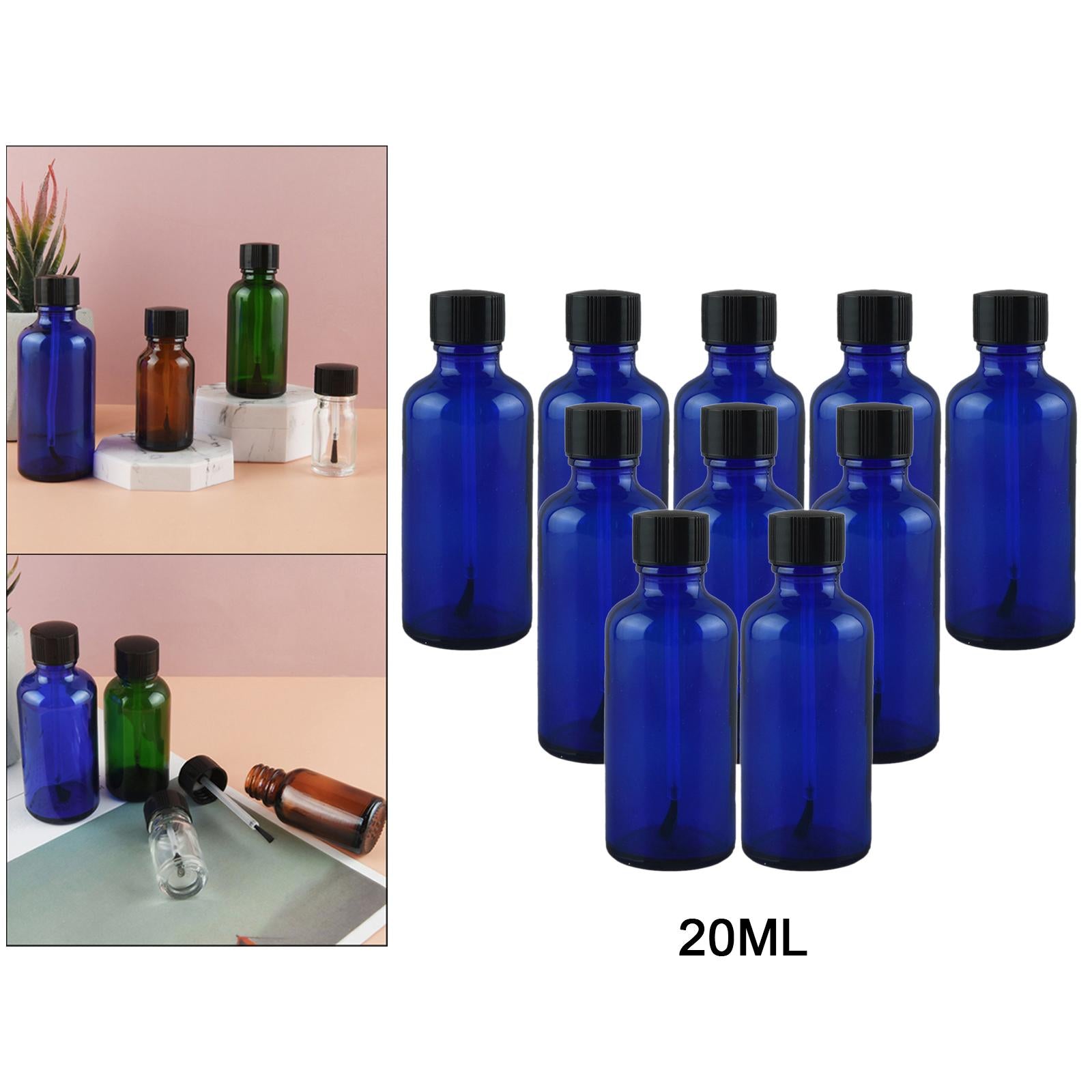 Nail Polish Bottles 10ml Leakproof Storage Liquid with Brush Caps Blue 20ml