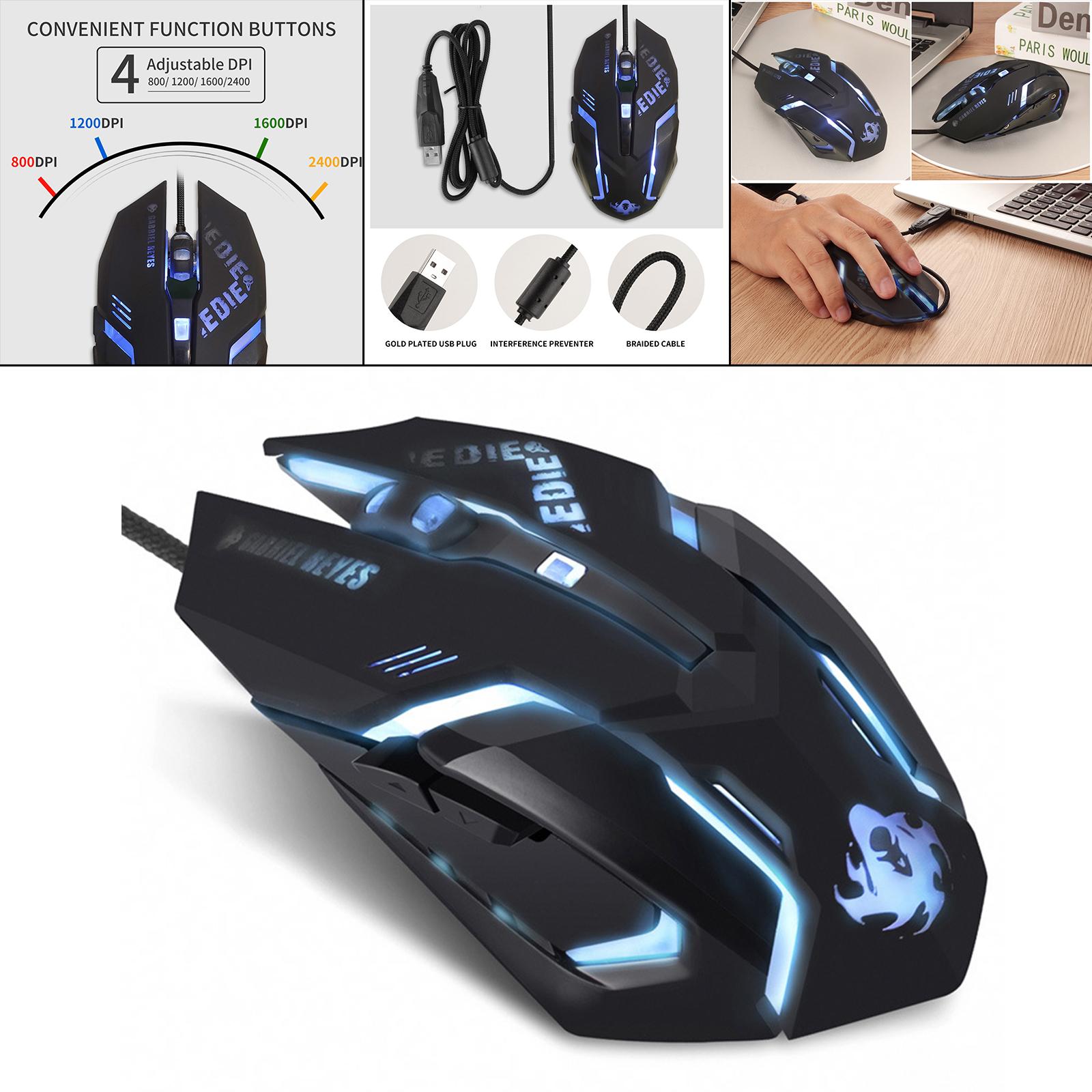 Silent Wired Computer Mouse Breathing Light Ergonomic for Gaming Gamers