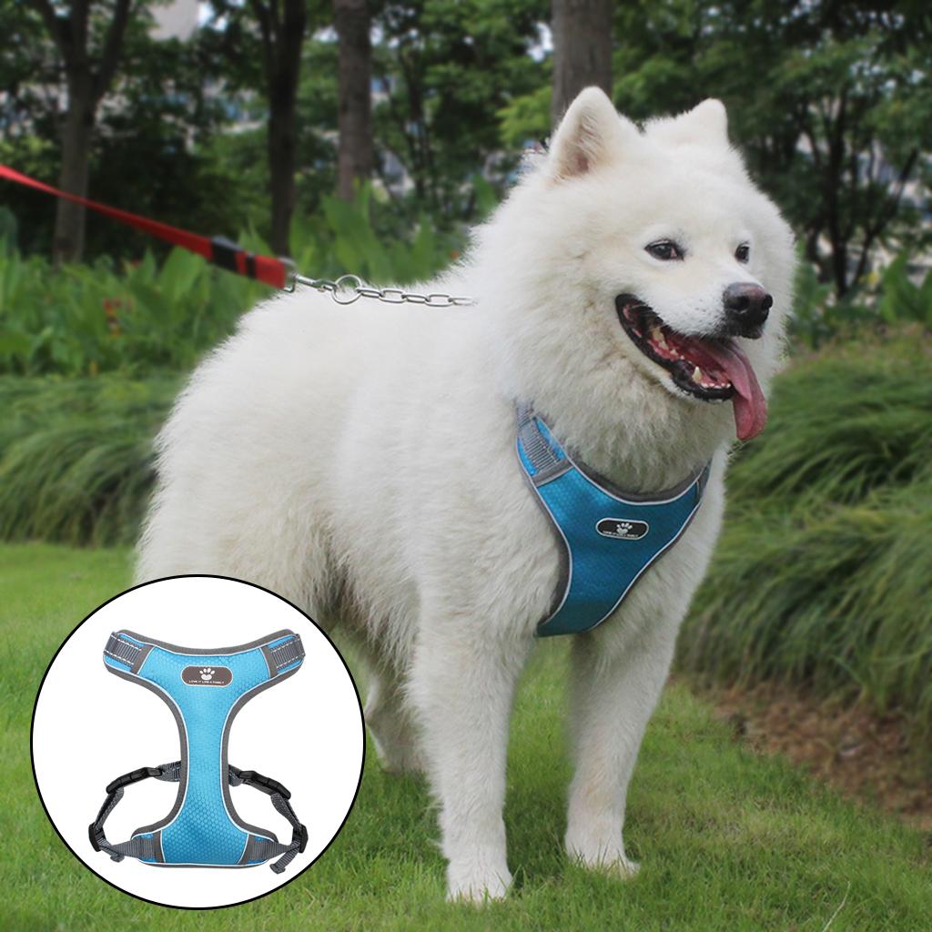 Soft Harness Vest Pet Harness Easy Control Comfortable for Large Medium Dogs Light Blue L