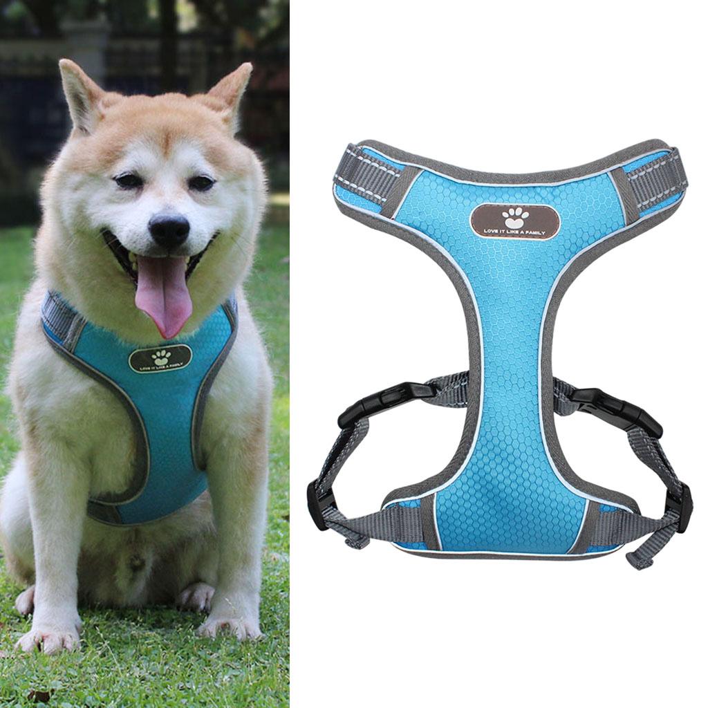 Soft Harness Vest Pet Harness Easy Control Comfortable for Large Medium Dogs Light Blue L