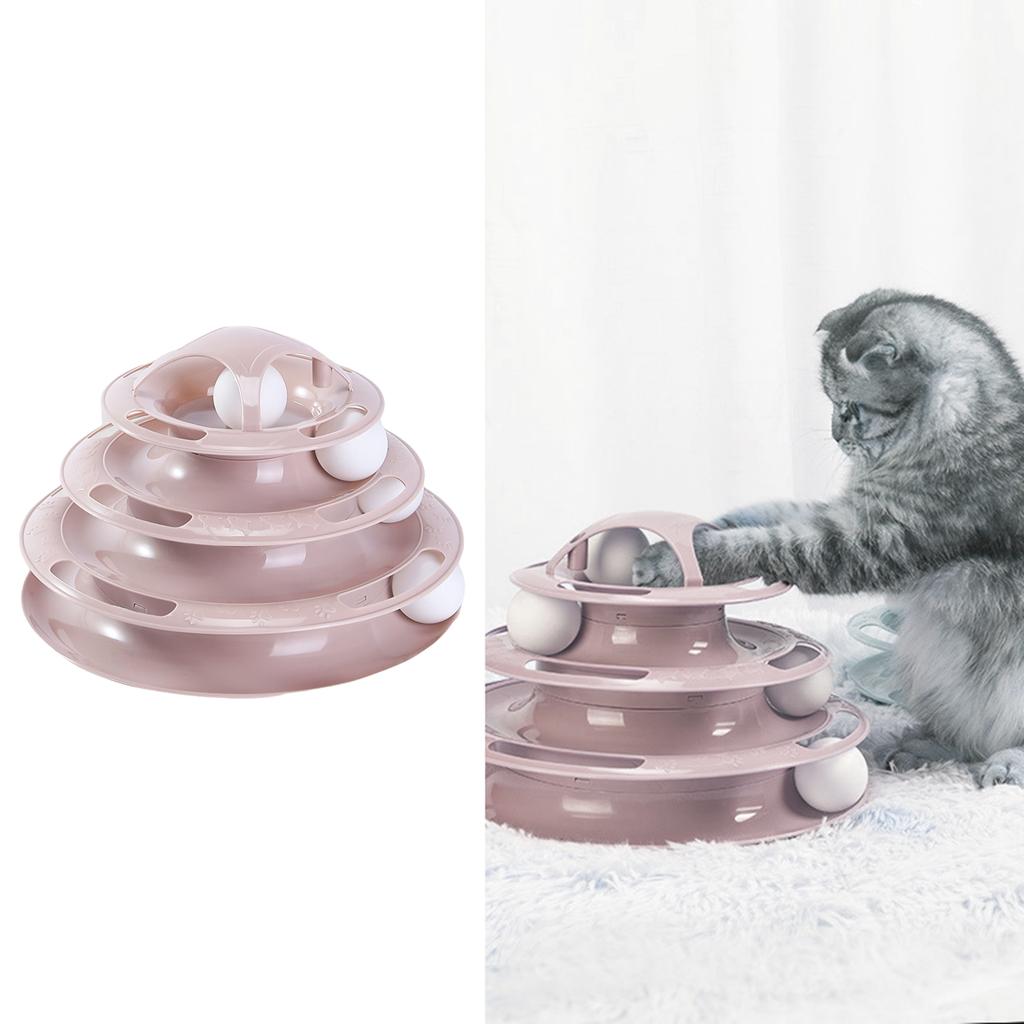 Funny Cat Toy Plastic Tower Interactive Track Ball Roller Playing Game Pink