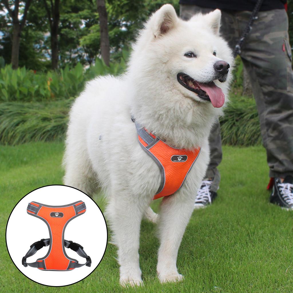 Soft Harness Vest Pet Harness Easy Control Comfortable for Large Medium Dogs Orange S