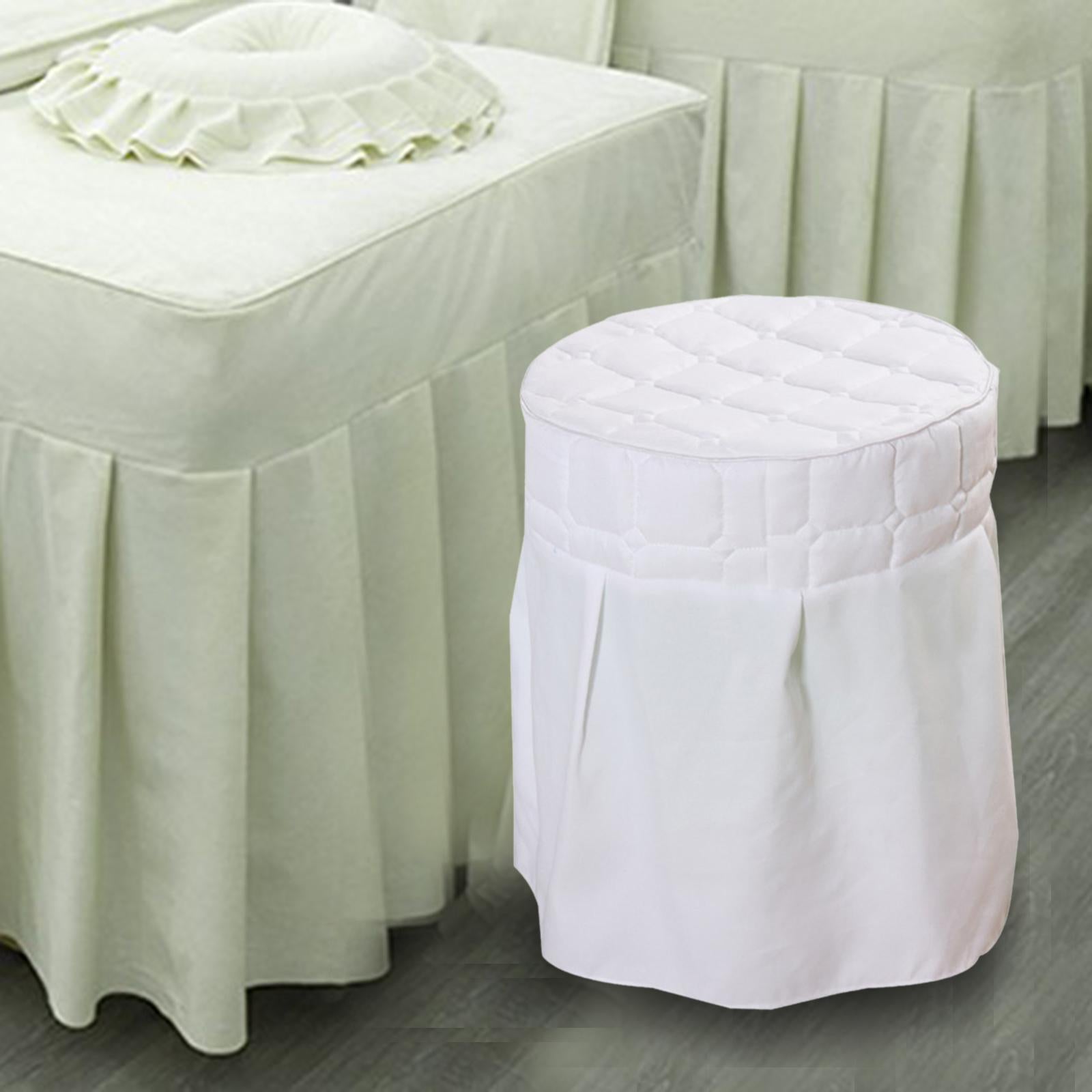 Beauty Salon Round Chair Cover Elastic Cover for Home Spa Dorm White