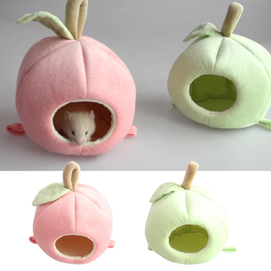 Apple Shape Small Pet Nest Hamster Bed Hammock Warm Cave House Pink