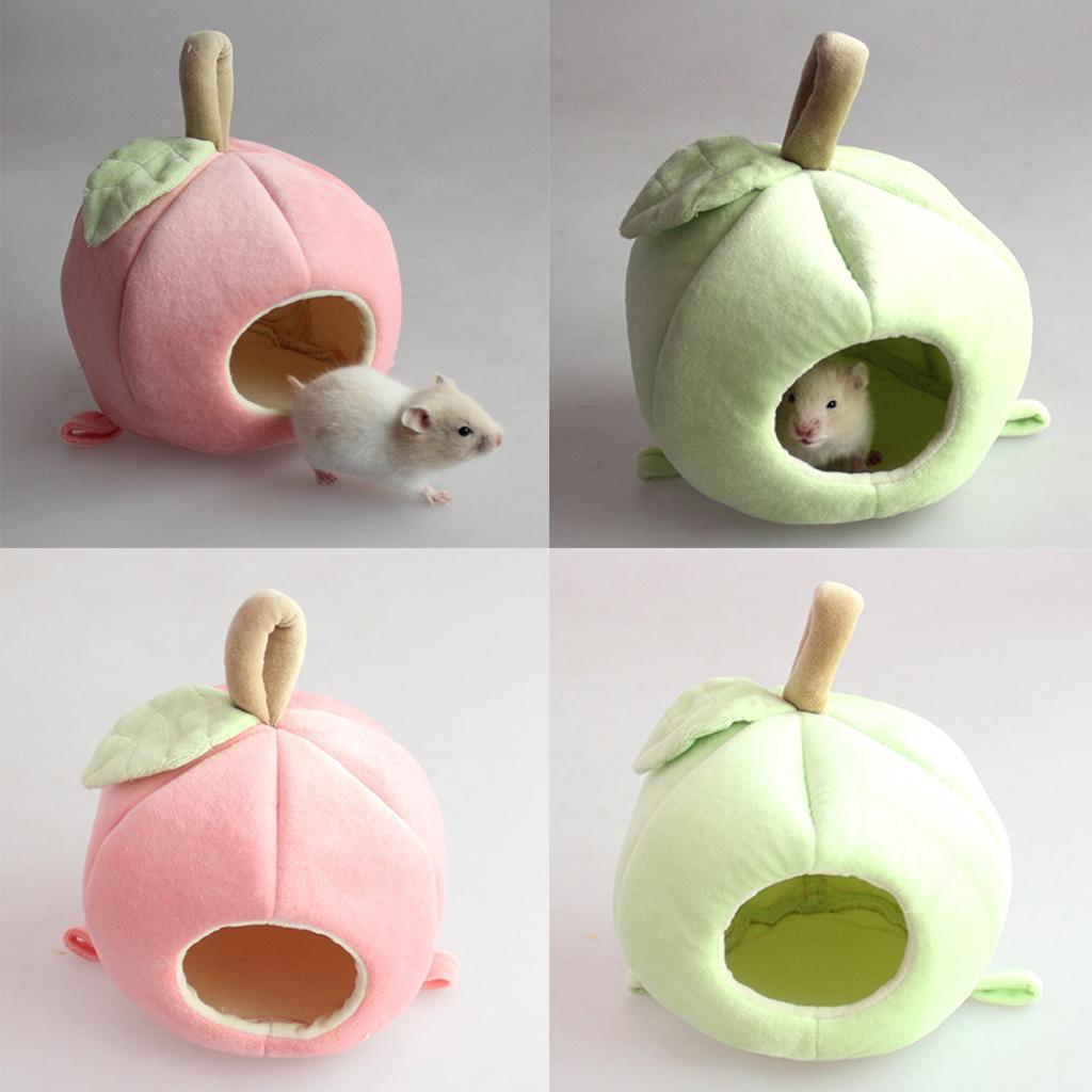 Apple Shape Small Pet Nest Hamster Bed Hammock Warm Cave House Pink