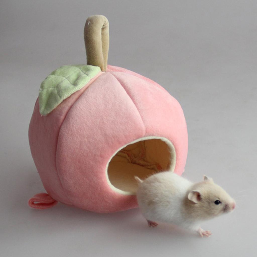 Apple Shape Small Pet Nest Hamster Bed Hammock Warm Cave House Pink