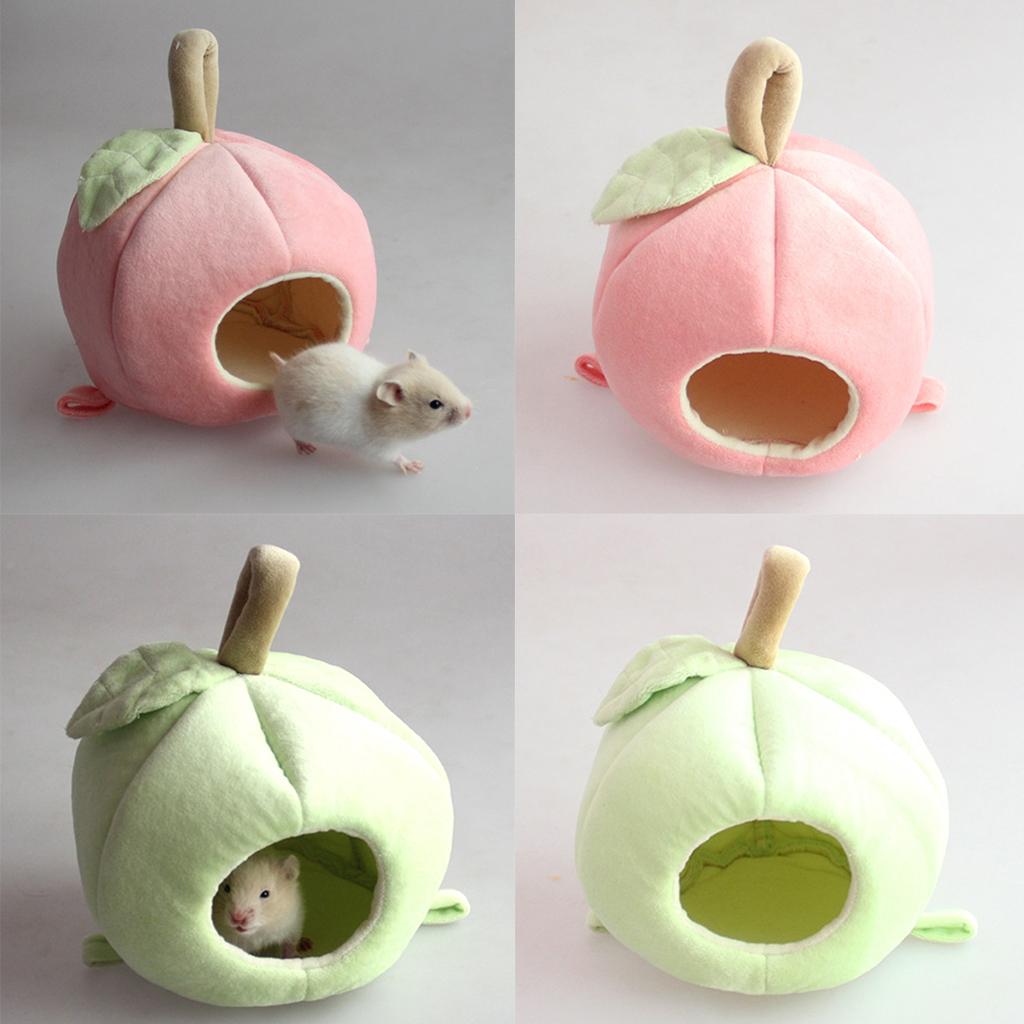 Apple Shape Small Pet Nest Hamster Bed Hammock Warm Cave House Pink