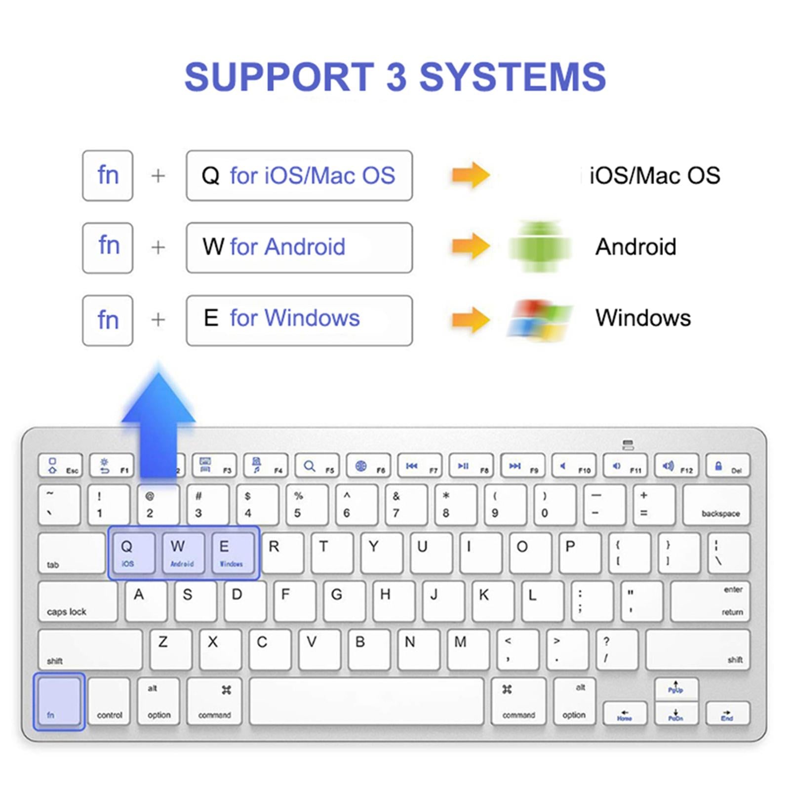 Silver Mini Korean 78 Keys Wireless Bluetooth Keyboard for iPad