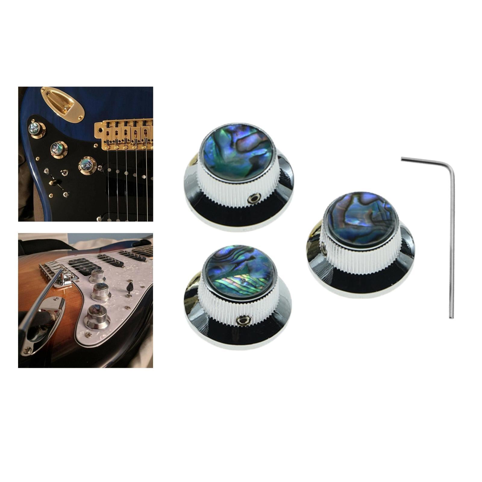 3pcs Guitar Control Knob Volume Knobs for Electric Guitar Instrument Chrome