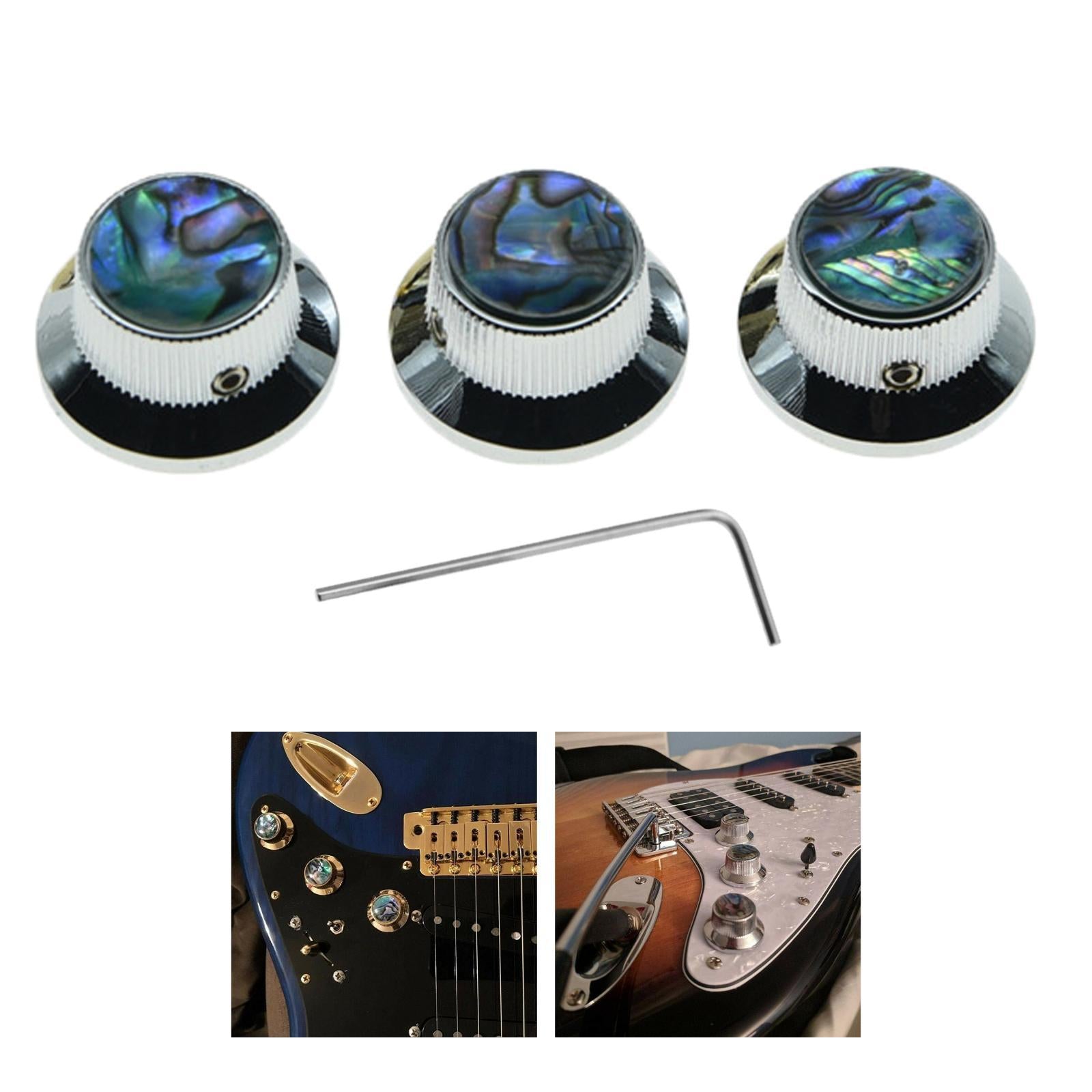 3pcs Guitar Control Knob Volume Knobs for Electric Guitar Instrument Chrome