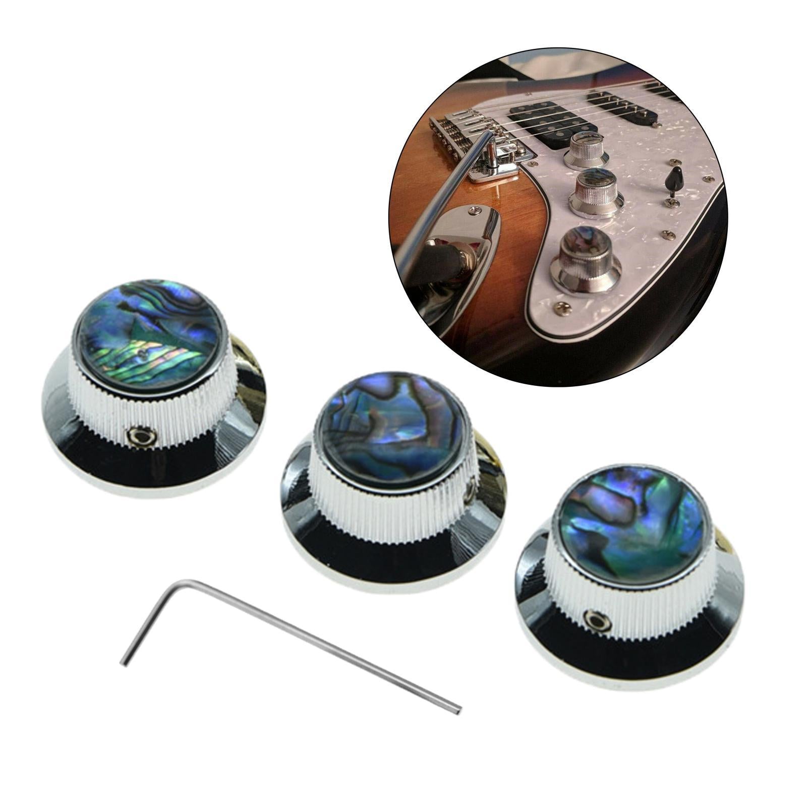 3pcs Guitar Control Knob Volume Knobs for Electric Guitar Instrument Chrome