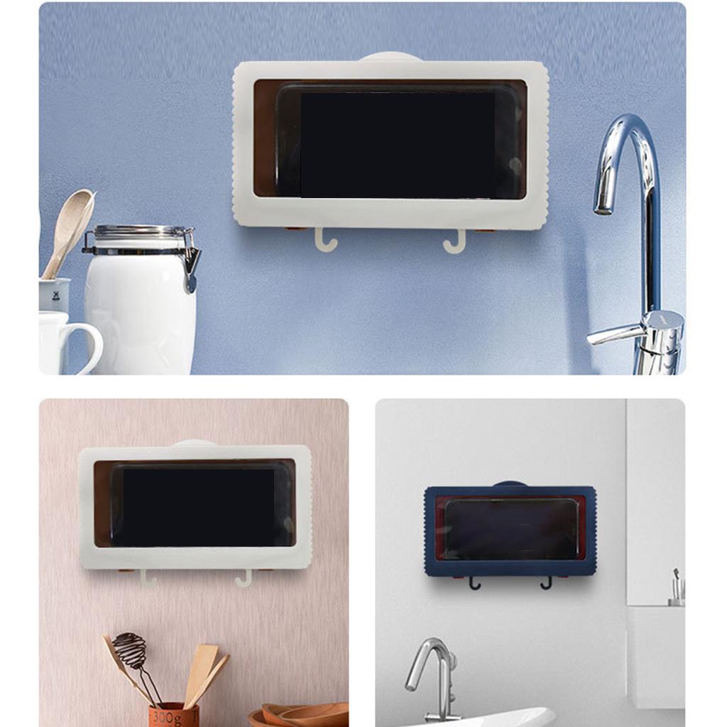 Bathroom Wall Shower Phone Holder Mount Shelf Waterproof HD Touch Screen blue