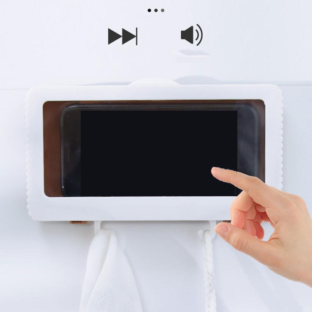 Bathroom Wall Shower Phone Holder Mount Shelf Waterproof HD Touch Screen blue