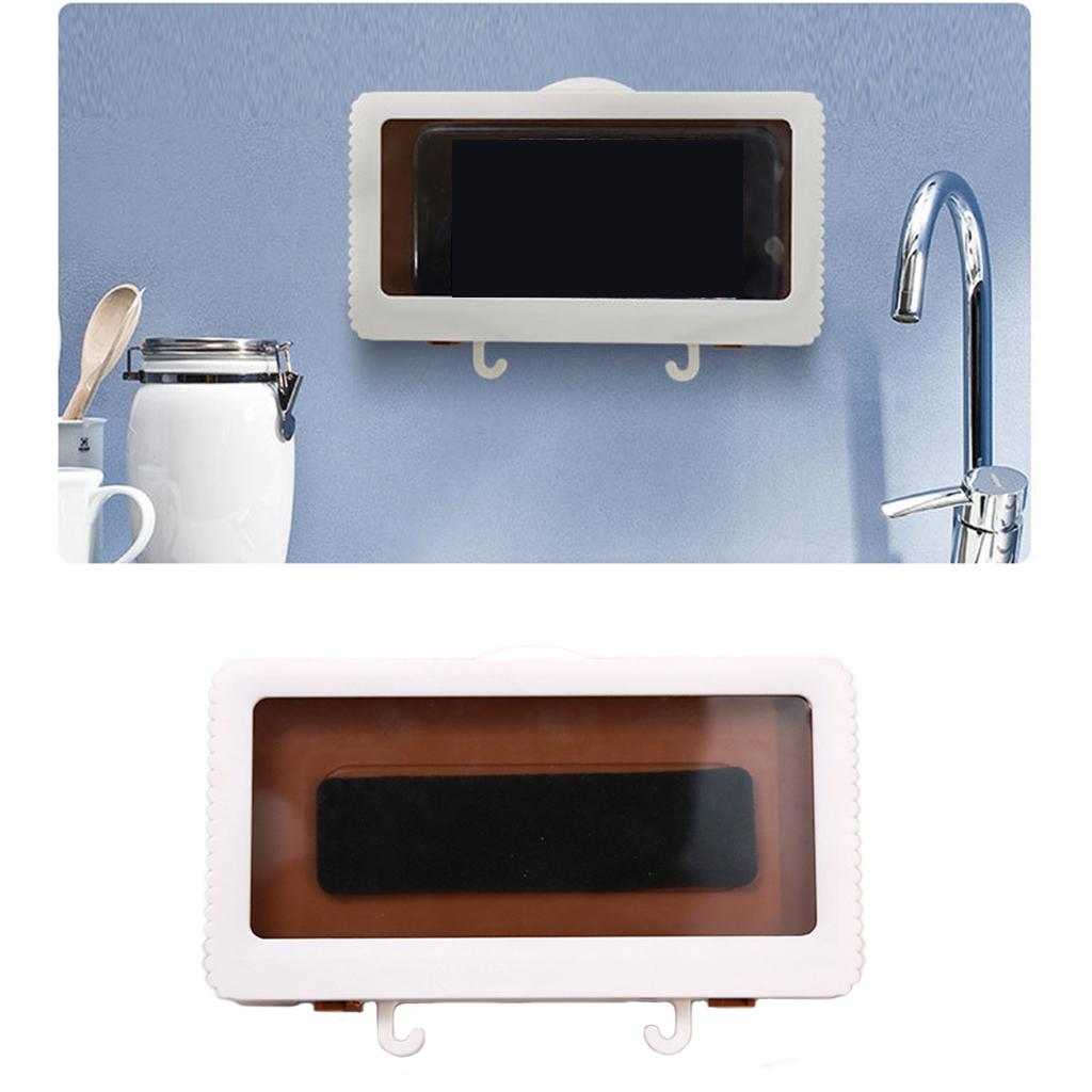 Bathroom Wall Shower Phone Holder Mount Shelf Waterproof HD Touch Screen white