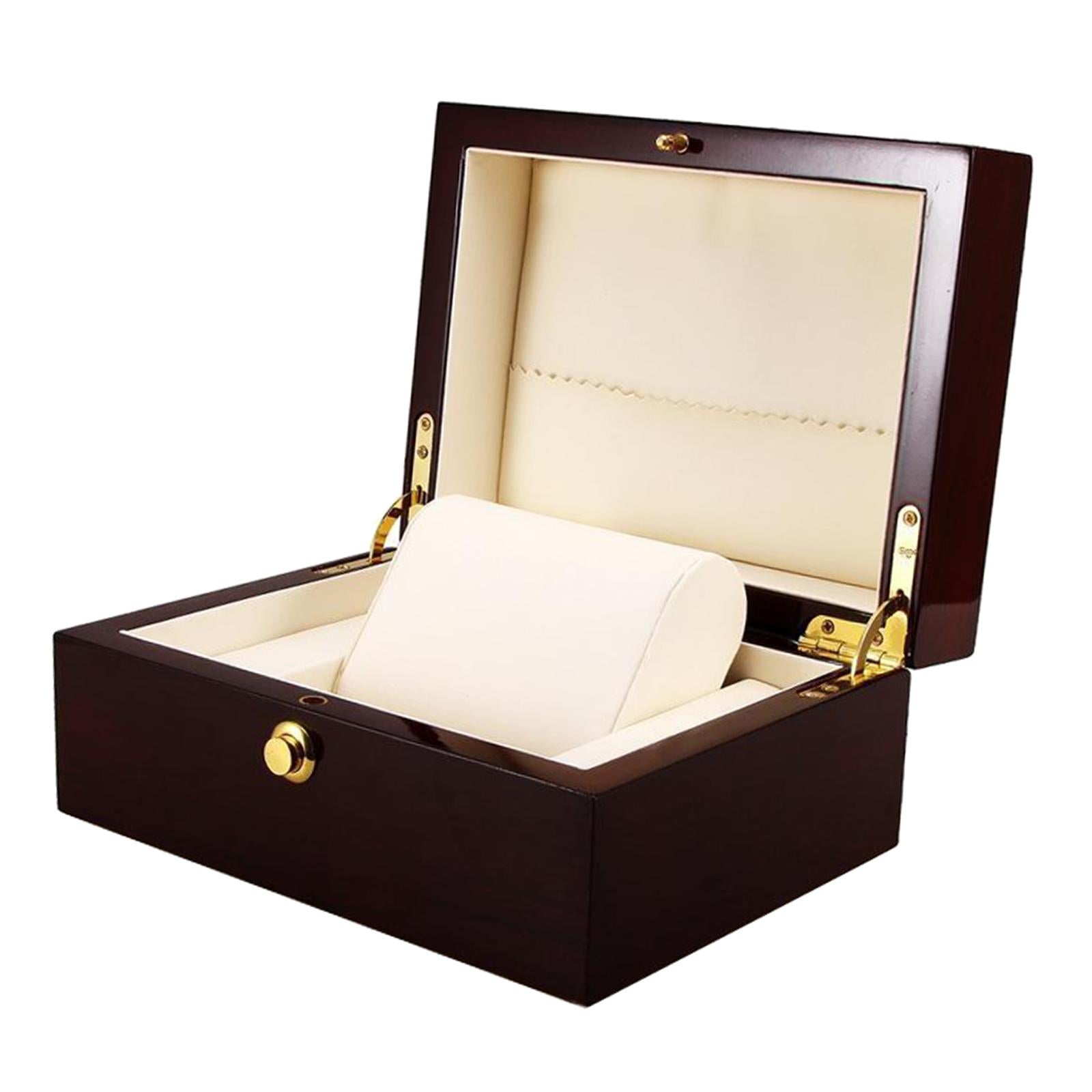 Classic Solid Wood Watch Bracelet Case Bangle Storage Box Display w/ Cushion