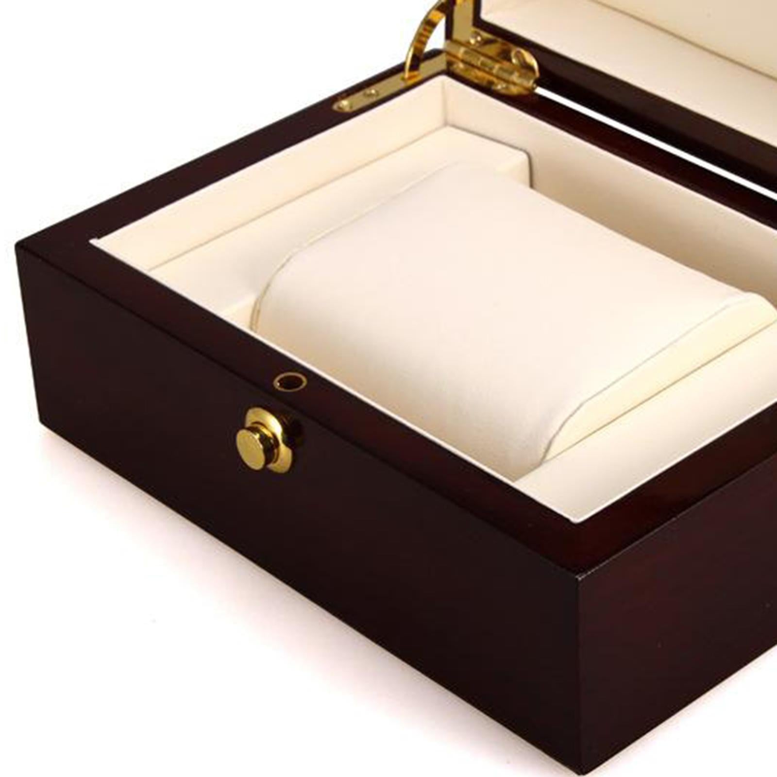 Classic Solid Wood Watch Bracelet Case Bangle Storage Box Display w/ Cushion