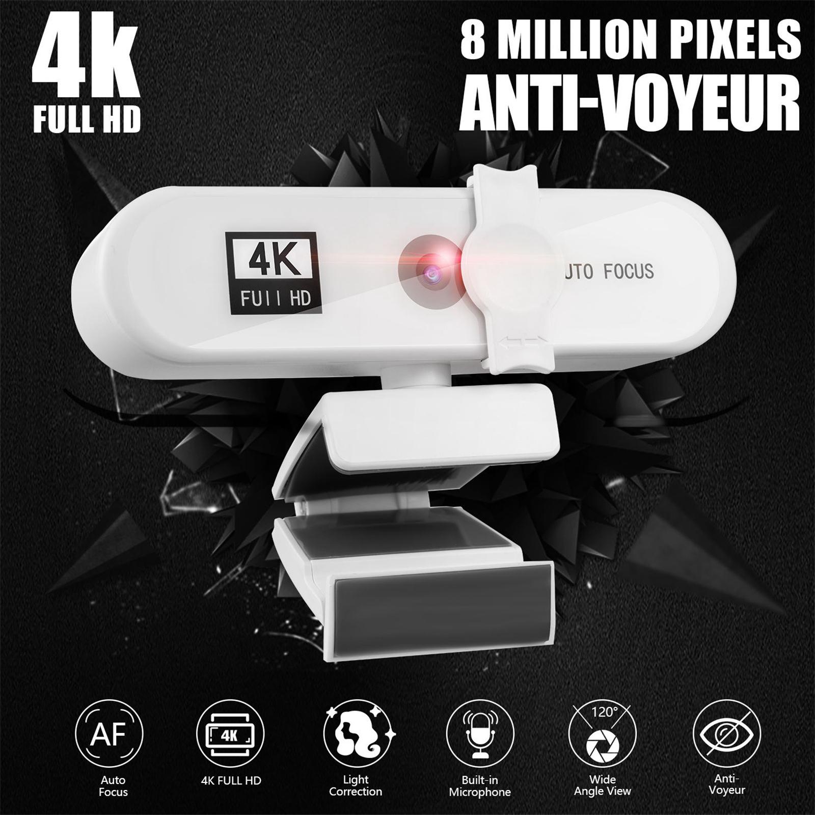 4K Full HD Streaming Webcam Autofocus for Live Broadcast 4k White