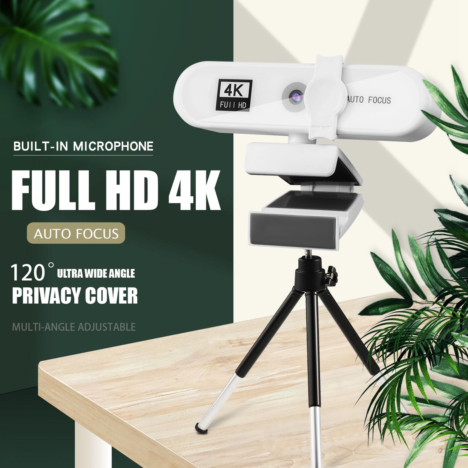 4K Full HD Streaming Webcam Autofocus for Live Broadcast 4k White