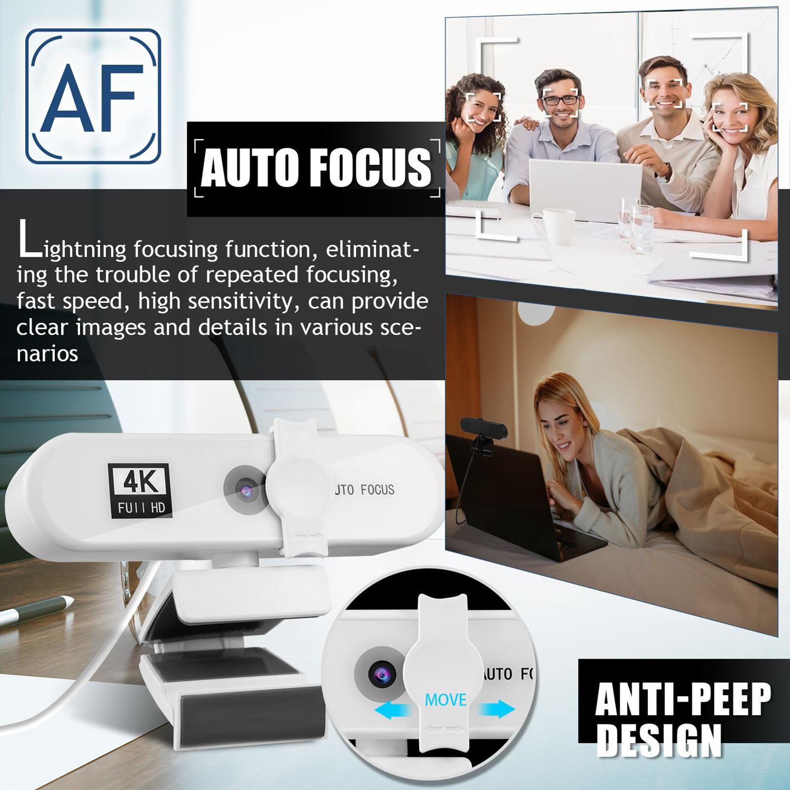 4K Full HD Streaming Webcam Autofocus for Live Broadcast 4k White