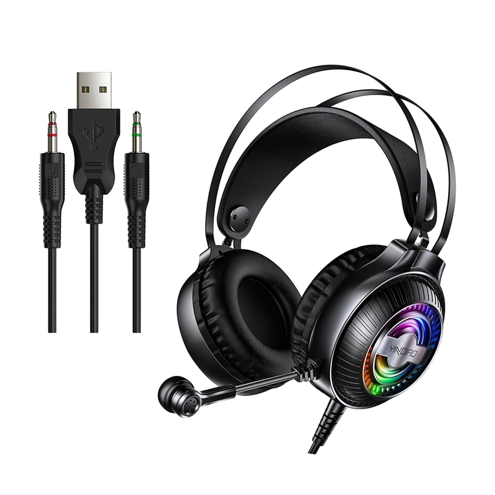 Bass Stereo Over Ear Gaming Headset Headphones for Gamer Black