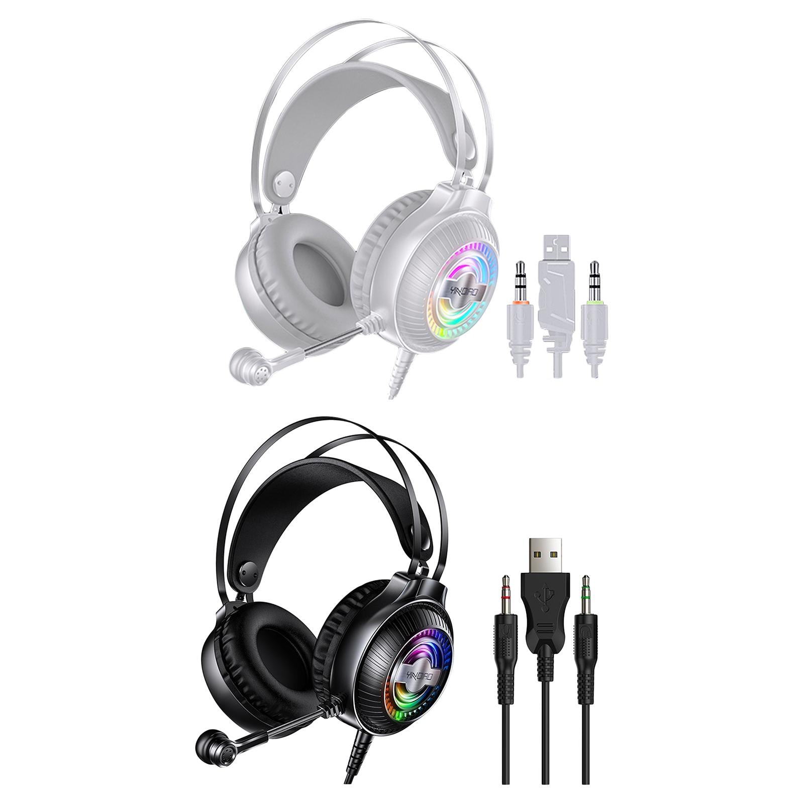 Bass Stereo Over Ear Gaming Headset Headphones for Gamer Black