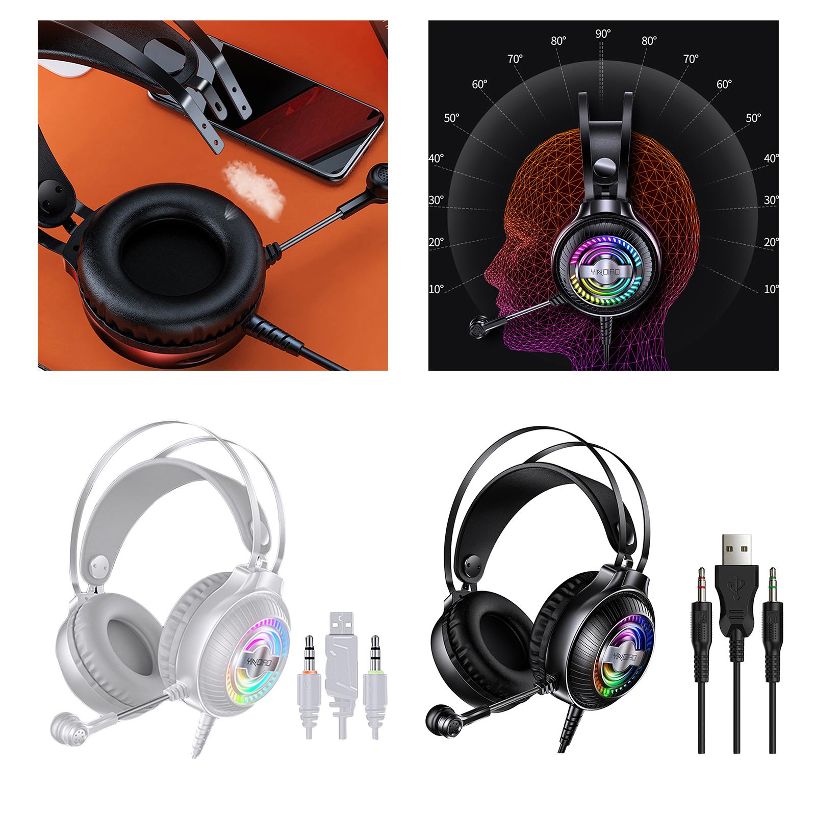 Bass Stereo Over Ear Gaming Headset Headphones for Gamer Black