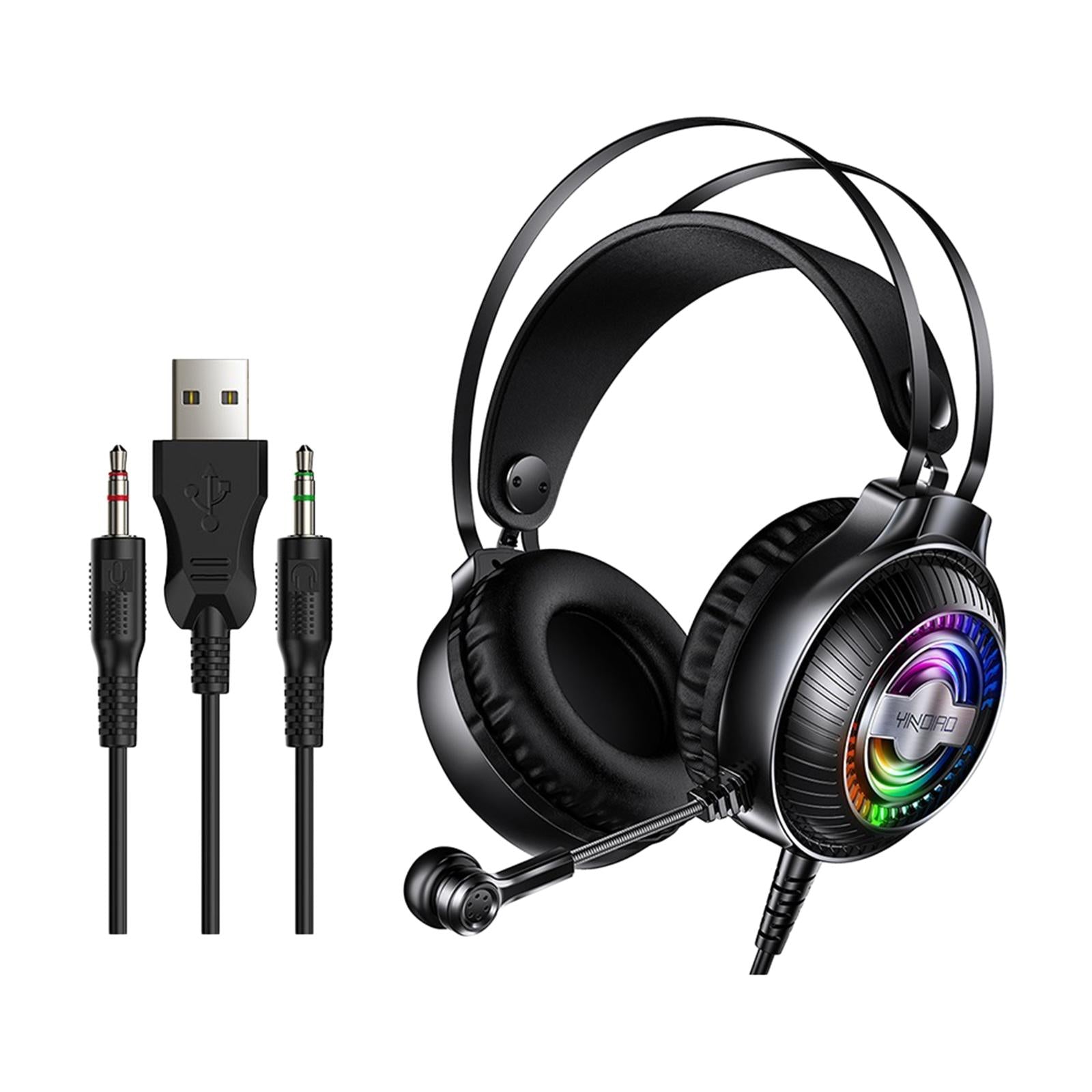 Bass Stereo Over Ear Gaming Headset Headphones for Gamer Black