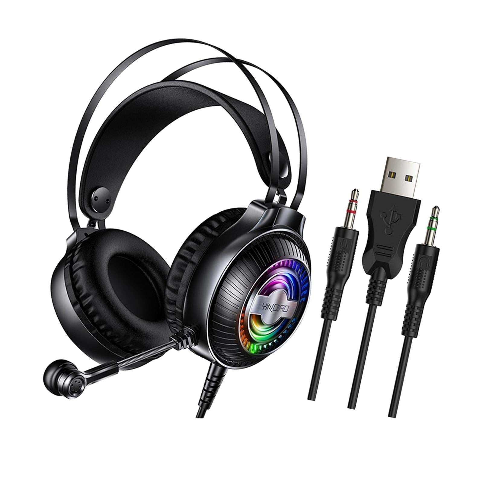 Bass Stereo Over Ear Gaming Headset Headphones for Gamer Black