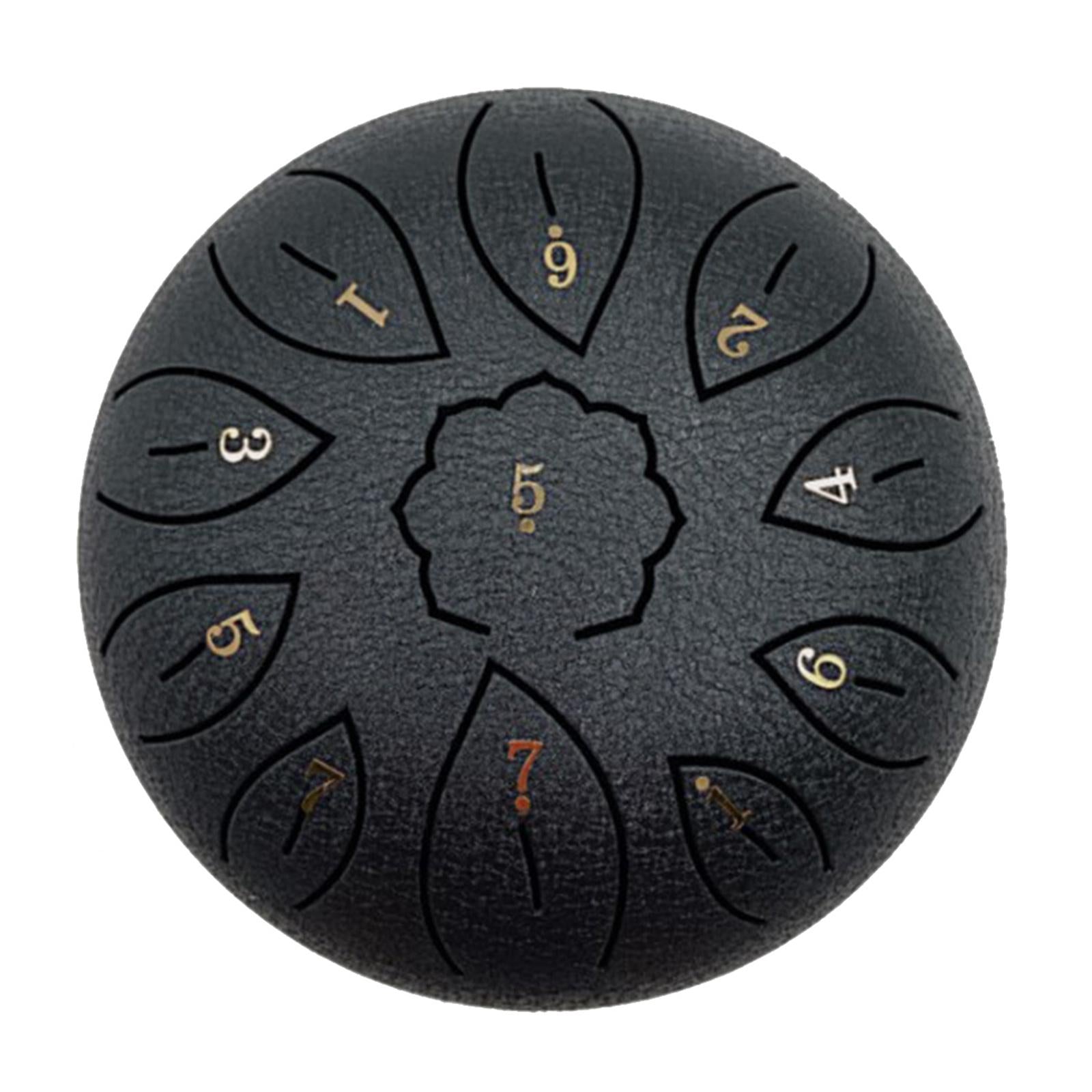 Mini 6 Inch Steel Tongue Drum and Carrying Bag Music Education Gift Present black