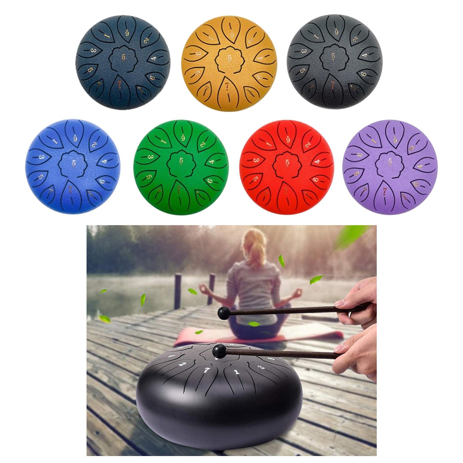 Mini 6 Inch Steel Tongue Drum and Carrying Bag Music Education Gift Present black