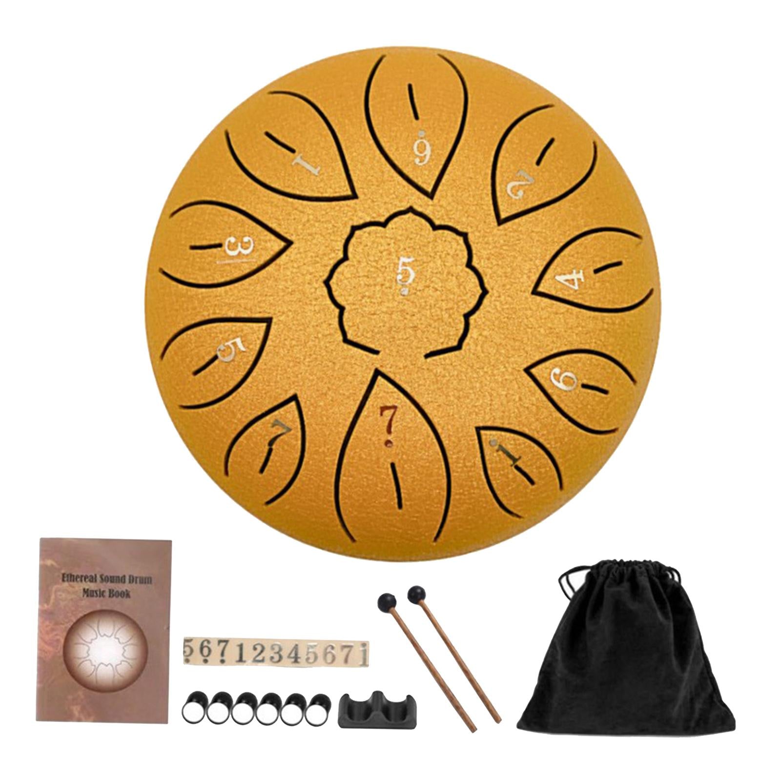 Mini 6 Inch Steel Tongue Drum and Carrying Bag Music Education Gift Present gold